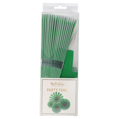 Green and White Party Fan Set