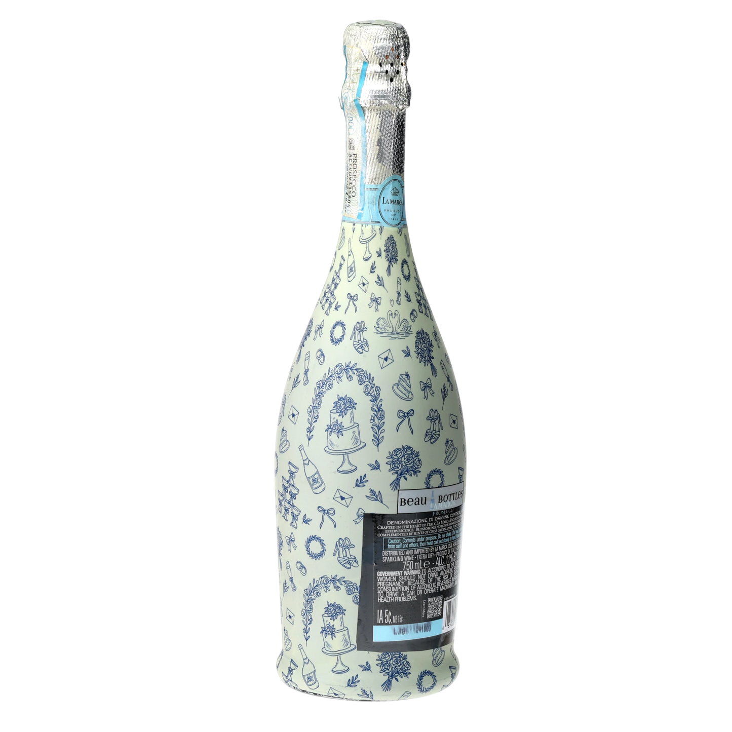 Beau Bottles Blue Wedding Toile- Prosecco Collection