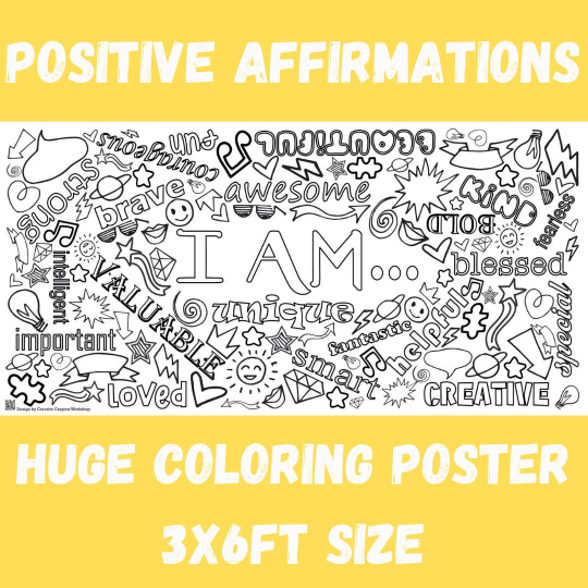 Positive Affirmations Coloring Tablecloth | Kids Activity