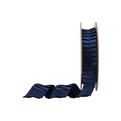 1" Pleated Ribbon | Navy | 10 Yard Roll