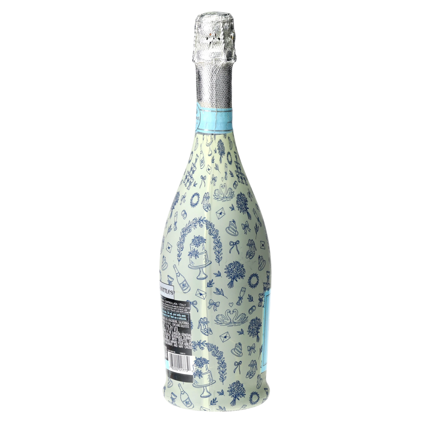 Beau Bottles Blue Wedding Toile- Prosecco Collection