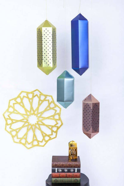 4 Hanging Geometric Lanterns Hanging Decoration