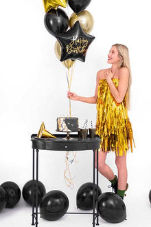 #074 Happy Birthday Black Star 18in Balloon