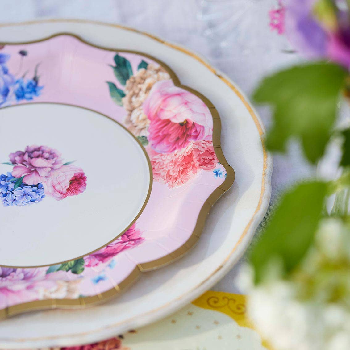 Mixed Floral Paper Plates - 12 Pack | Tea Party |