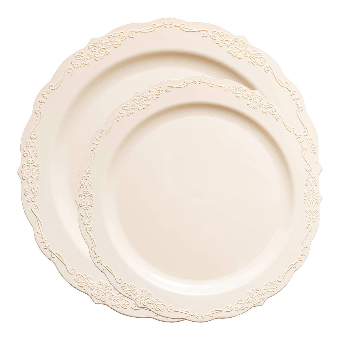 Ivory Vintage Round Plastic Dinnerware Value Set - 20 Sets
