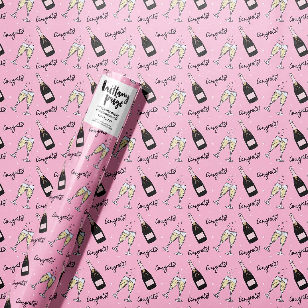 Congrats Champagne Wrapping Paper Roll