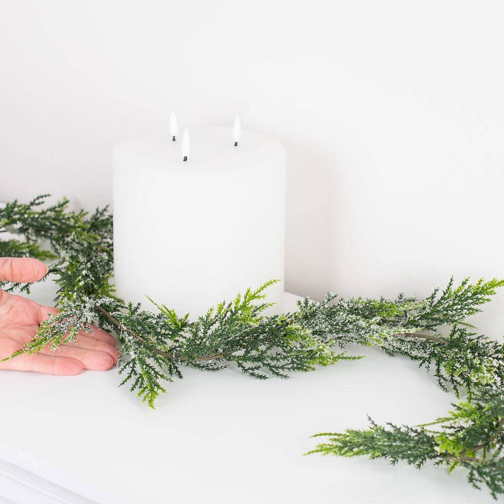 72" Artificial Icy Cedar Juniper Garland