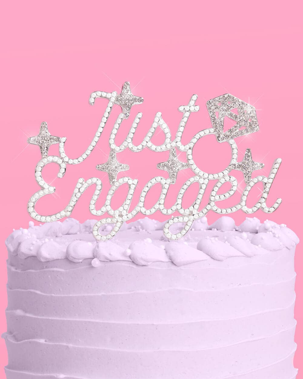 Just Engaged Topper - pearl + crystal cake topper 6" x 5.5"