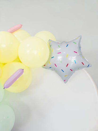 #056A White Star Foil Balloon with Sprinkles
