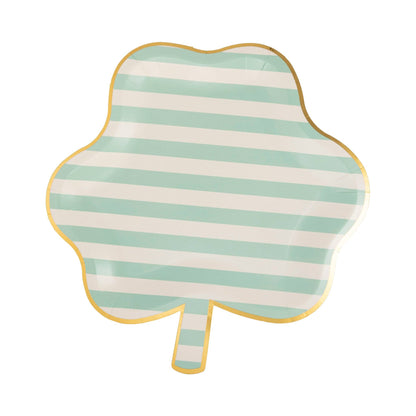 Shaped Striped Shamrock Paper Plate