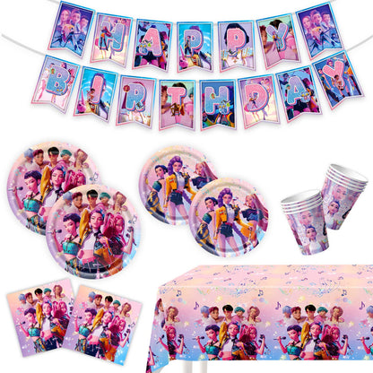 K-Pop Demon Hunters Birthday Decor Birthday Supplies Sets