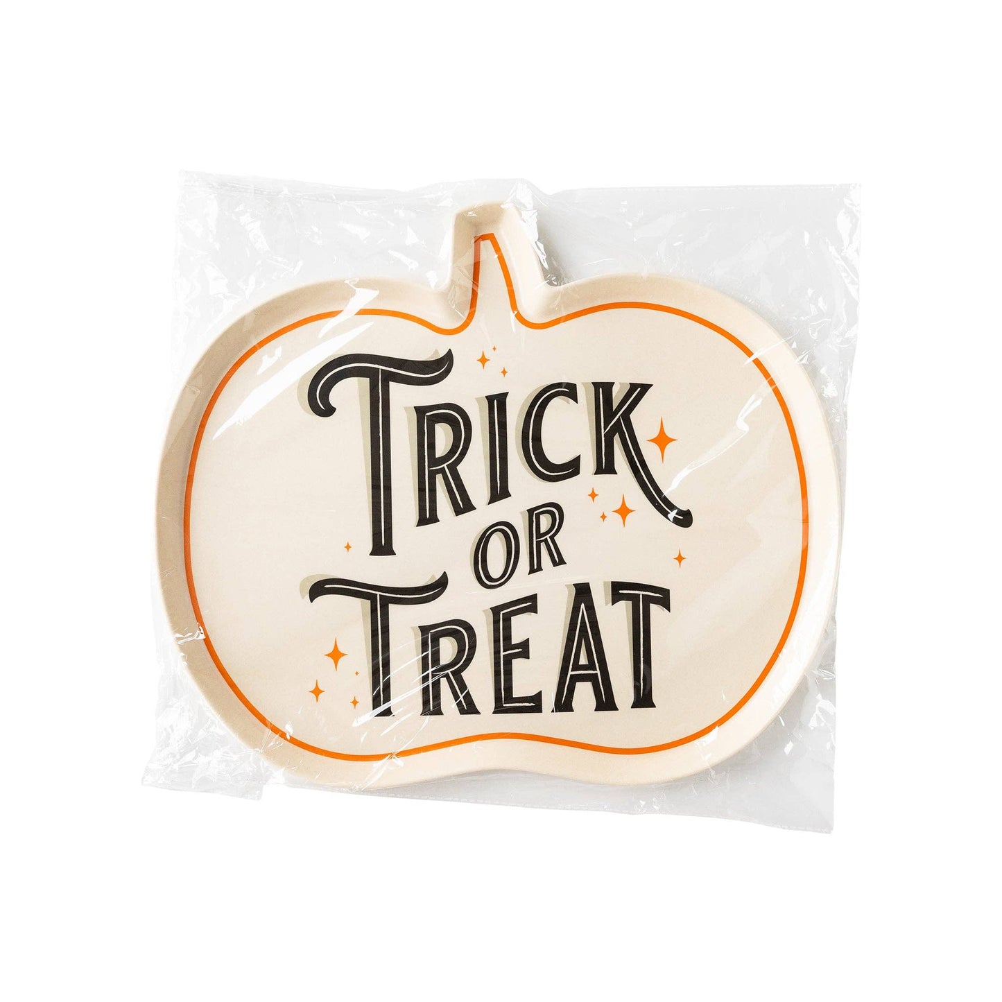Trick or Treat Shaped Bamboo 17in Tray