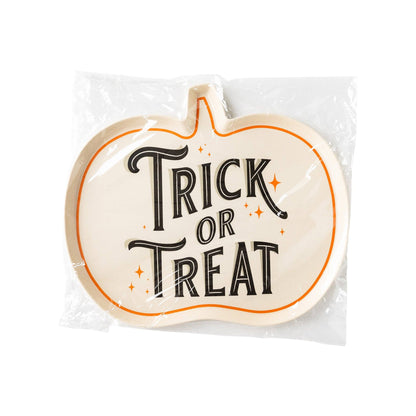 Trick or Treat Shaped Bamboo 17in Tray