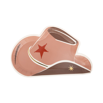 Cowboy Tan Hat Shaped Plates 8ct