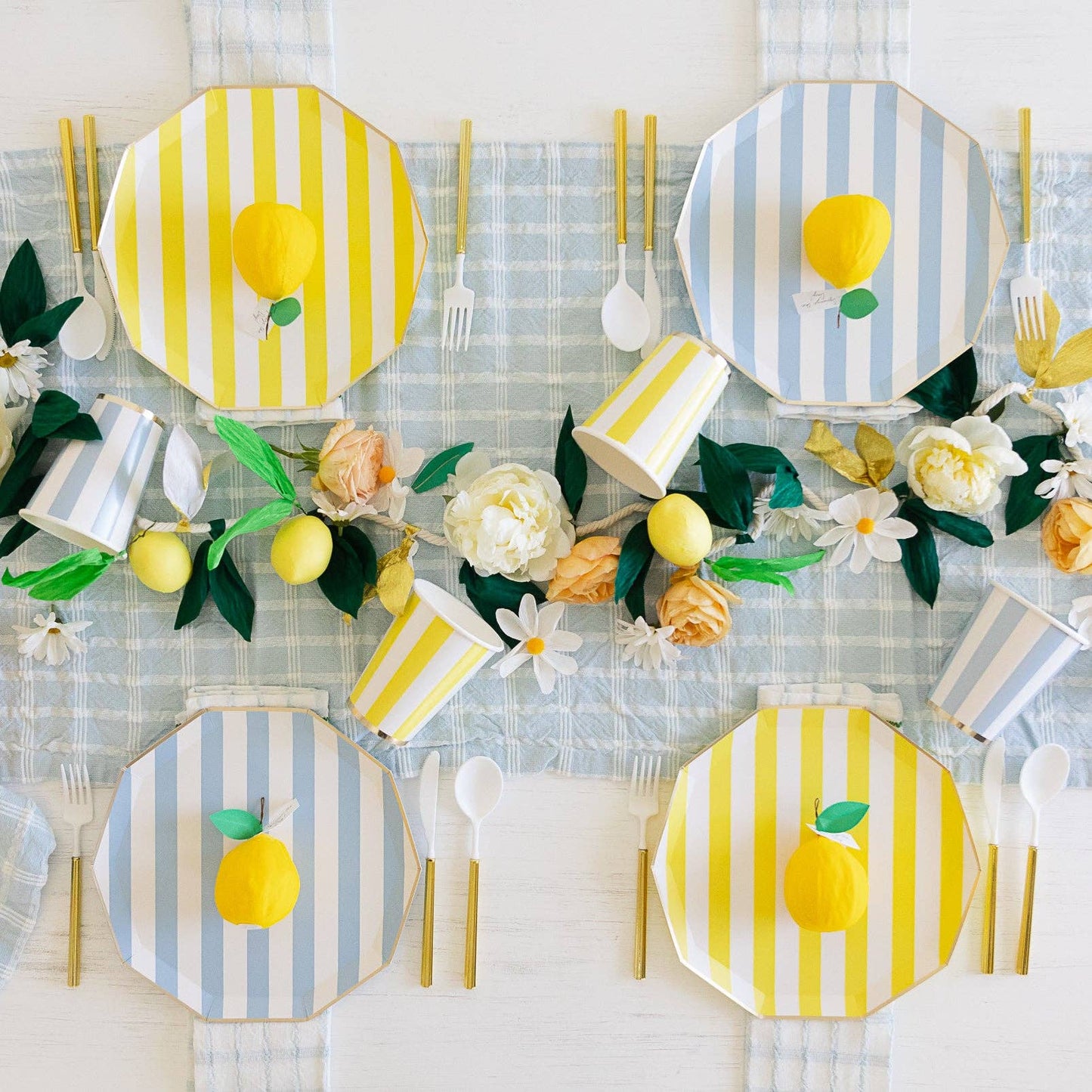 SOLEIL YELLOW CABANA SIGNATURE STRIPE PLATES