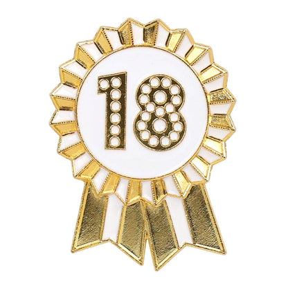 Gold Enamel Birthday Pin Badge