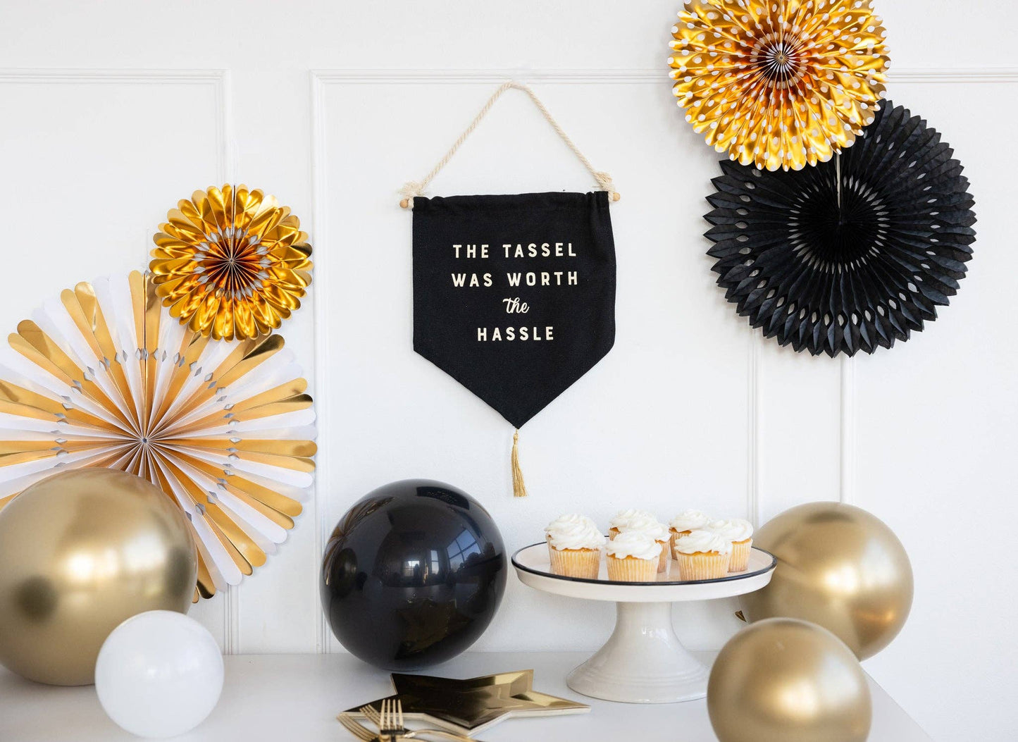 Gold and White Party Fan Set