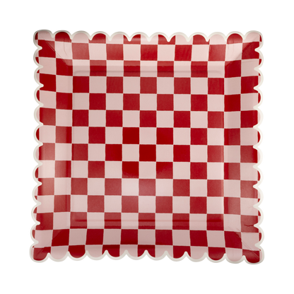 Pink and Red Checked Paper Plates 8ct