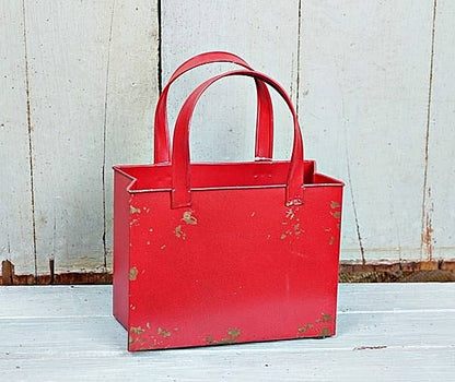 Distressed Metal Tote Bag-Red