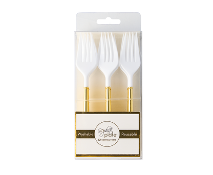 Gold Bella Plastic 6" Cocktail Forks 12ct