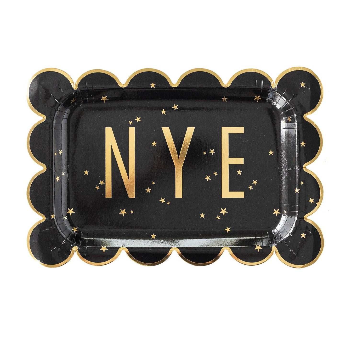 Happy New Year NYE Scallop 10in Paper Plates 8ct