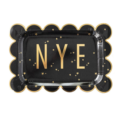 Happy New Year NYE Scallop 10in Paper Plates 8ct