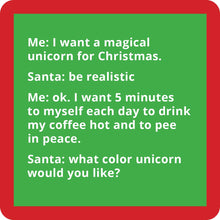 COASTER Unicorn Christmas | Funny Party Gift | Home Bar Decor