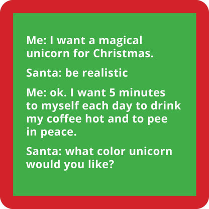 COASTER Unicorn Christmas | Funny Party Gift | Home Bar Decor