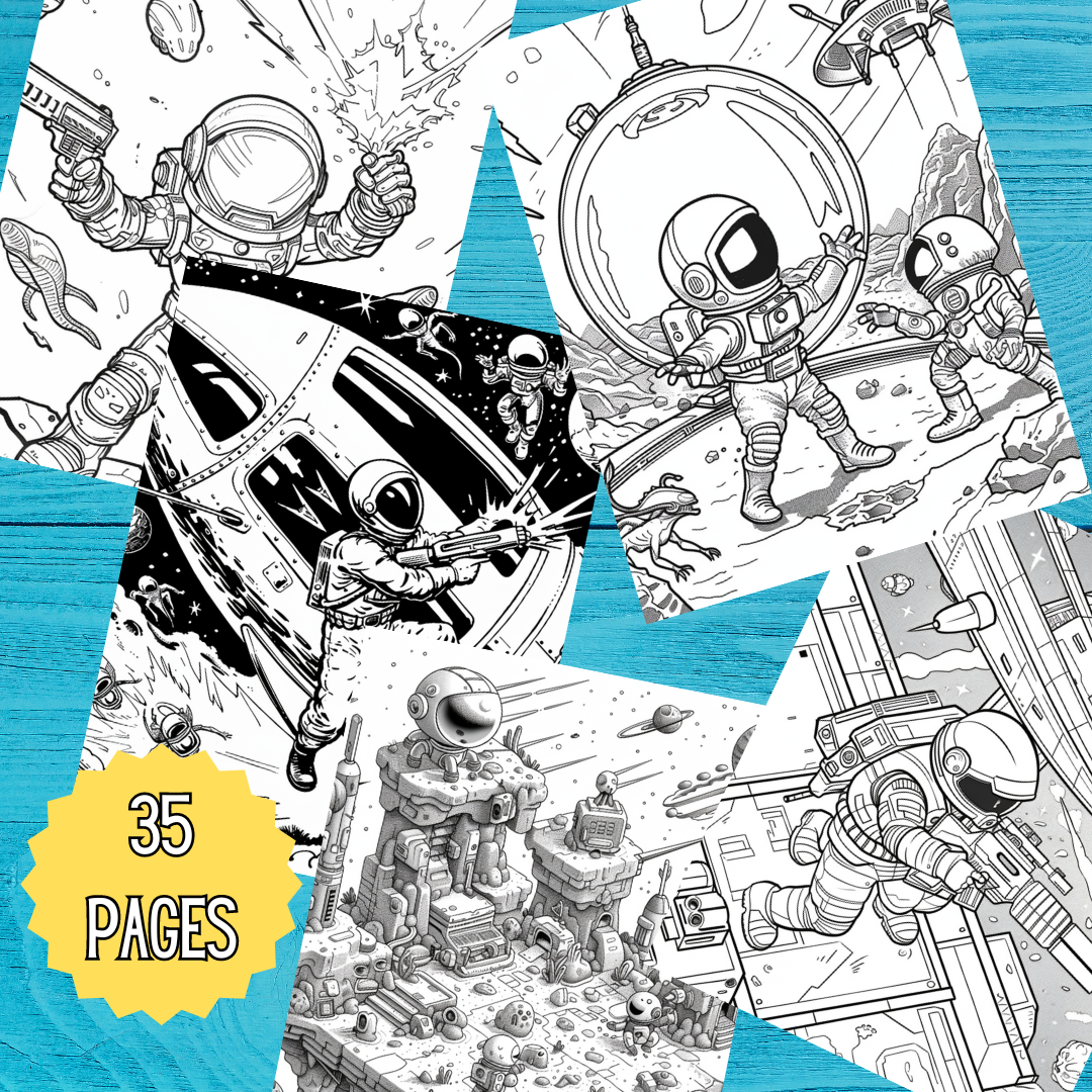 Spaceman Versus Aliens Coloring Book