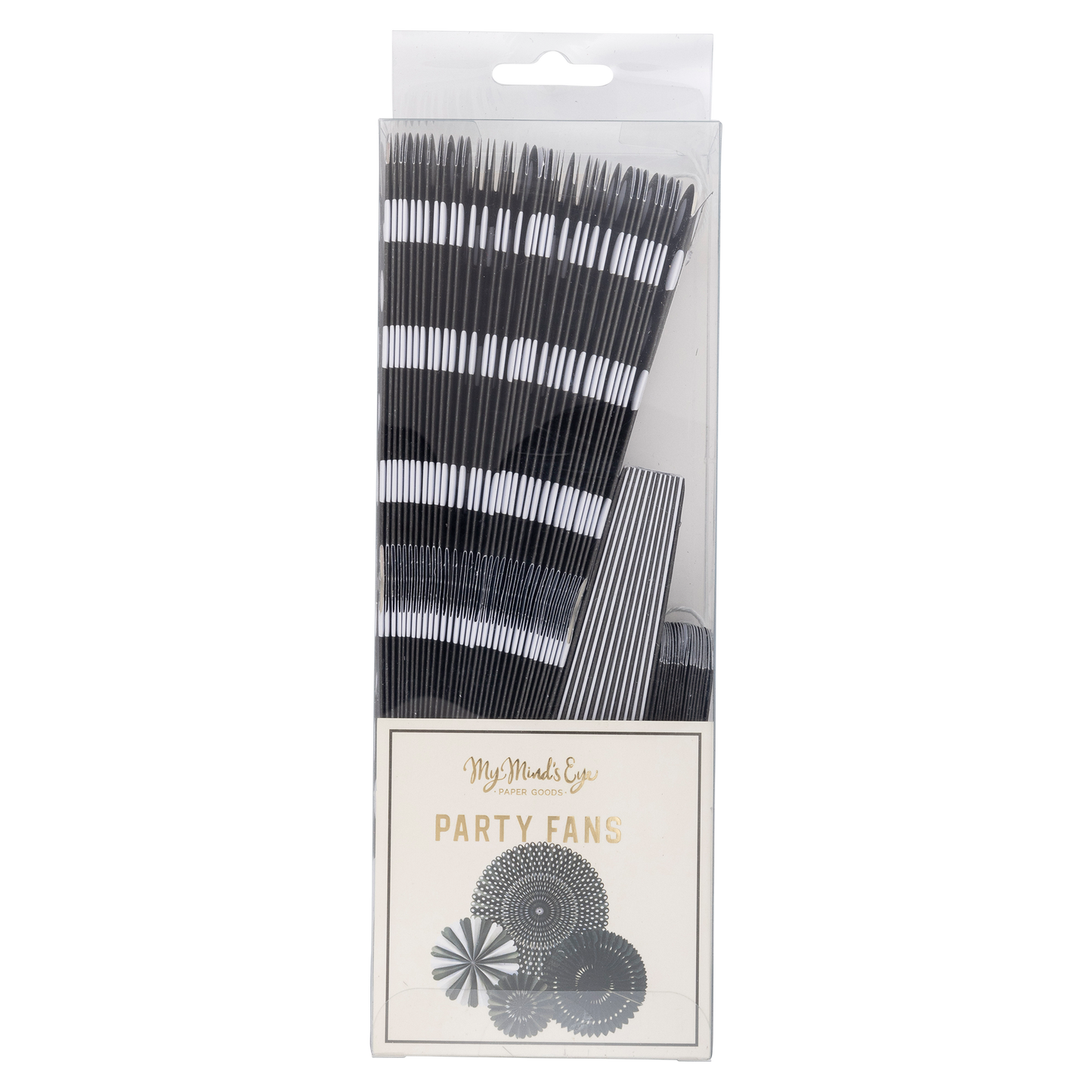 Black and White Party Paper Folding Fan Set
