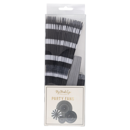 Black and White Party Paper Folding Fan Set