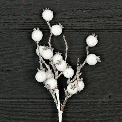 12in Pick-Fluffy Snowy White Crabapple Berry