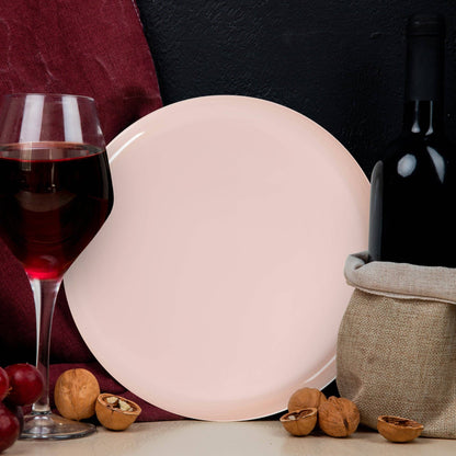 8.5" Pink Flat Round Plastic Appetizer/Salad Plates - 10 pcs