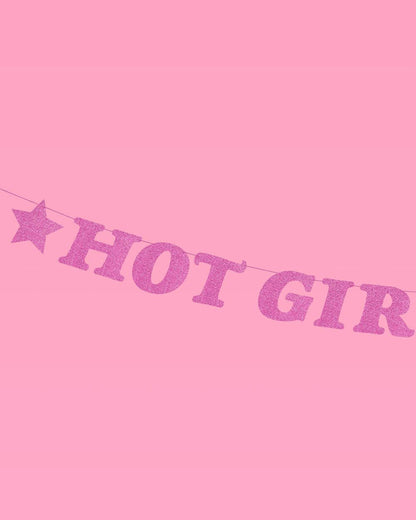 Hot Girl Birthday Glitter Banner