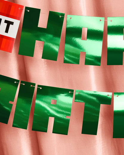 Pixel Minecraft Birthday Banner