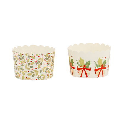 Foiled JUMBO Holly Bows 8 oz Baking Cups 40ct