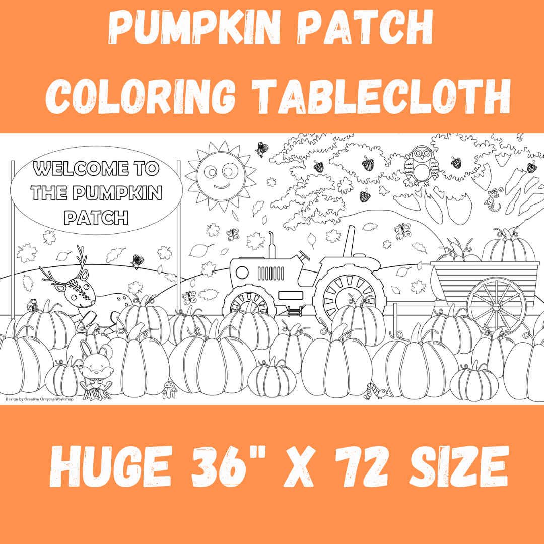 Pumpkin Patch Coloring Tablecloth Fall Harvest Party Decor