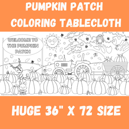 Pumpkin Patch Coloring Tablecloth Fall Harvest Party Decor