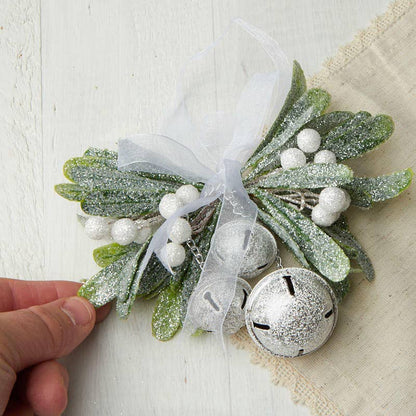 Frosted Mistletoe Jingle Bell Ornament (Package of 12)