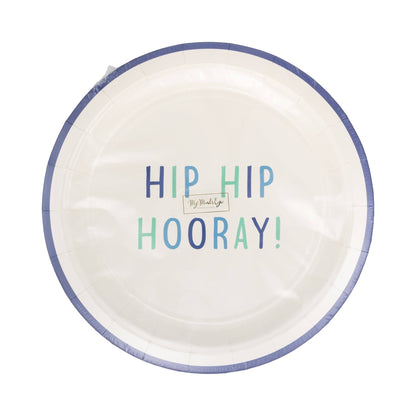 Blue Hip Hip Hooray! Plate (8ct)