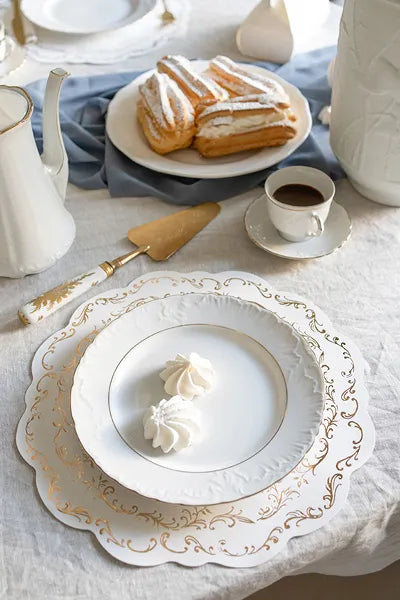 Disposable Placemats White & Gold 6ct