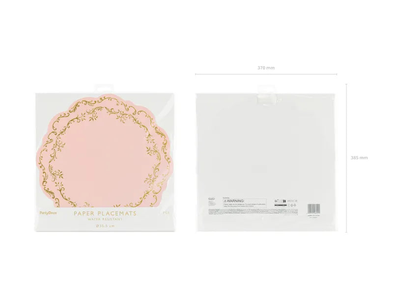 Disposable Placemats Dusty Pink & Gold 6ct