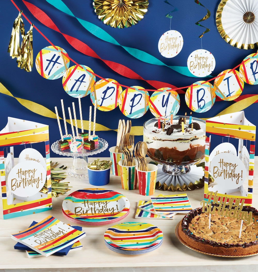 Birthday Stripes 9oz Paper Cups
