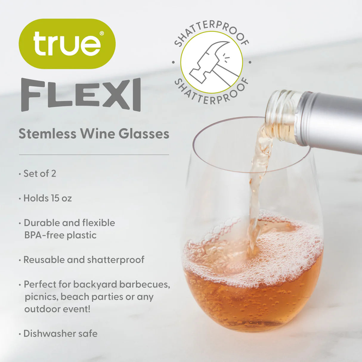 Flexi 8oz Stemless Shatterproof Wine Cup 2ct
