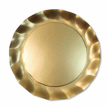 Satin Gold Wavy Paper 10in Dinner Plates 8ct