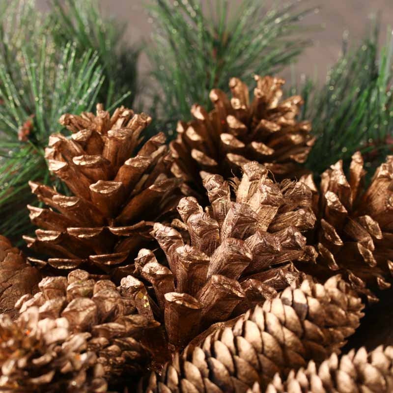 Bag of Natural Gold Painted Pinecones and Faux Pine Sprigs