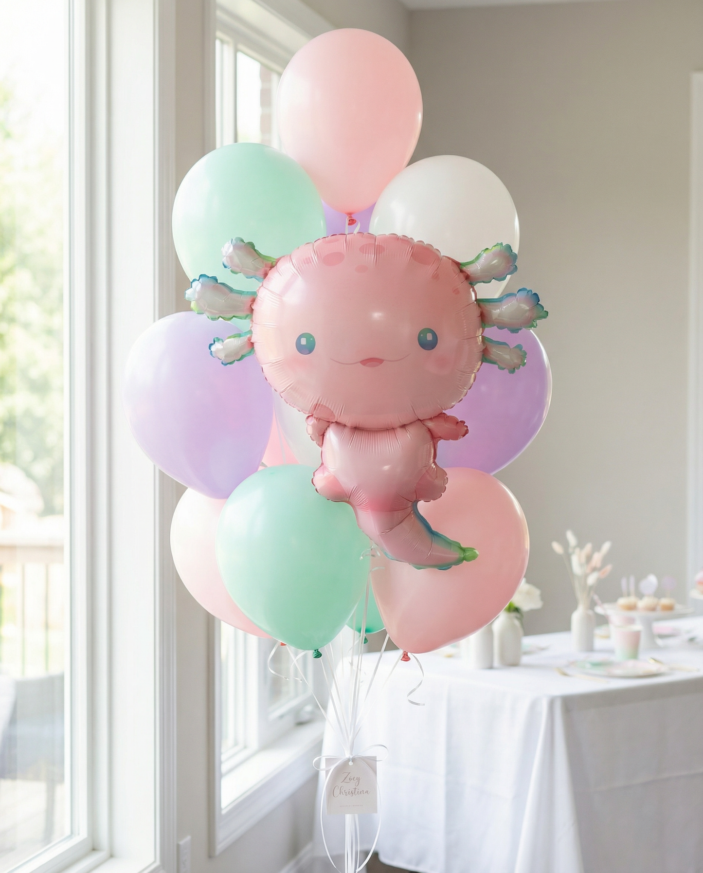 #403A Pink Axolotl Foil Balloon