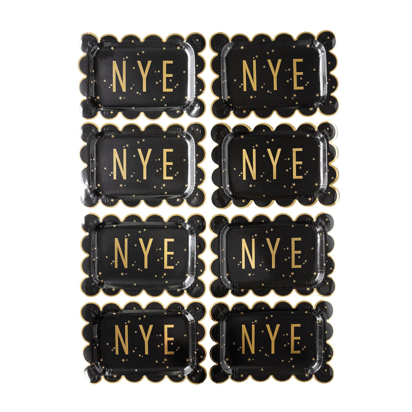 Happy New Year NYE Scallop 10in Paper Plates 8ct