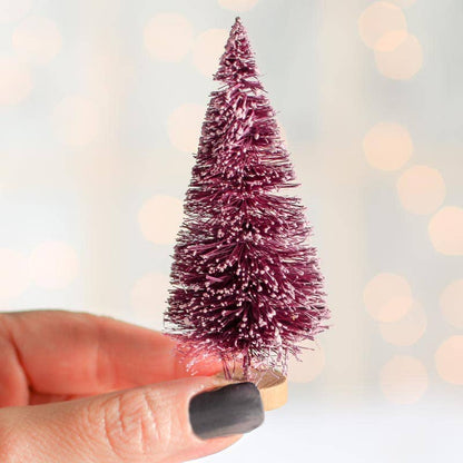 4"  Small Frosted Mulberry Wine Bottle Brush Tree