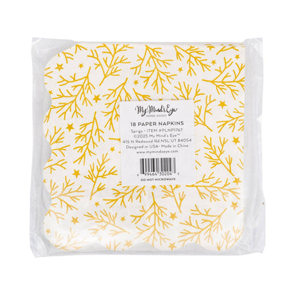 PLNP1767 - Foiled Sprigs and Foliage Cocktail Napkin
